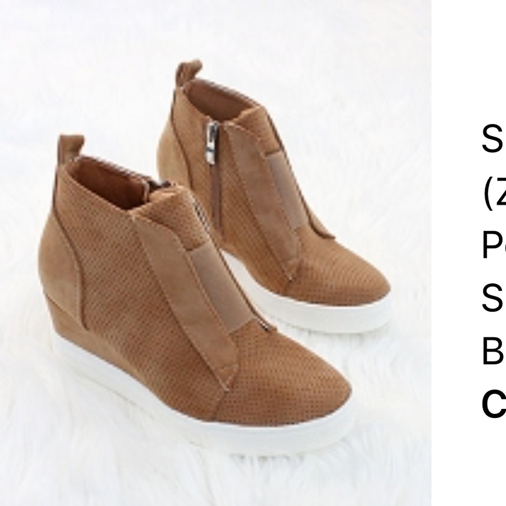 NEW IN TOWN FAUX SUEDE WEDGE SNEAKER - CAMEL 9